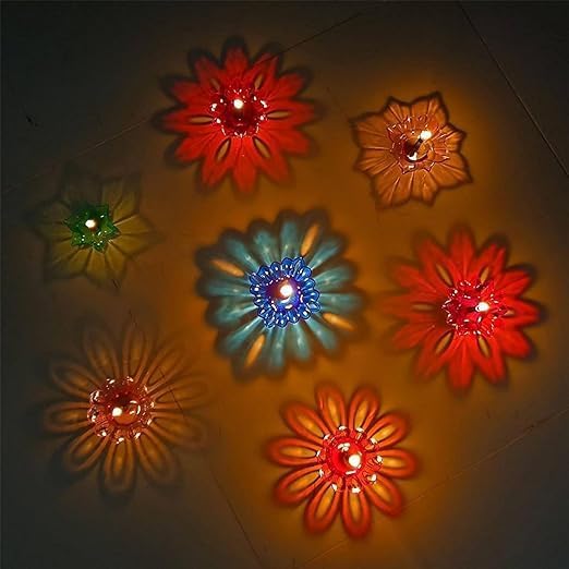 3D Reusable Reflective Shadow Colourful Diya (Pack of 4/12/24)