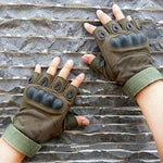 Load image into Gallery viewer, Non-Slip Half Finger Rubber Knuckle Motorcycle Gloves
