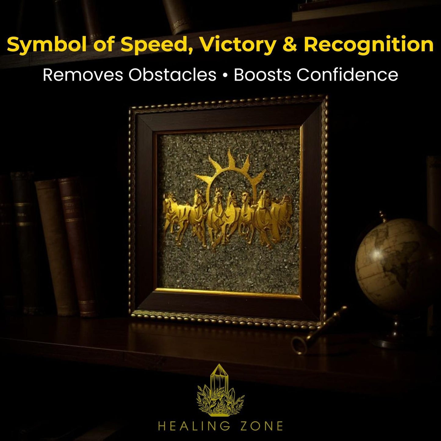 HEALING ZONE 7 Horses on Raw Pyrite Frame  Pack 2