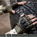 Load image into Gallery viewer, Non-Slip Half Finger Rubber Knuckle Motorcycle Gloves

