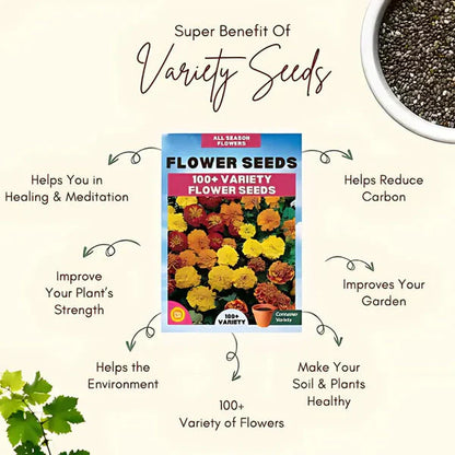 Buy Varieties of Flower Seeds (Pack of 100) + Plant Growth Supplement Free!!