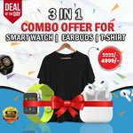 Load image into Gallery viewer, Pre-Sale Exclusive: Fashion + Tech Combo (Smartwatch + Wireless Earbuds + Tee-Shirt , Diwali Festive Gift)
